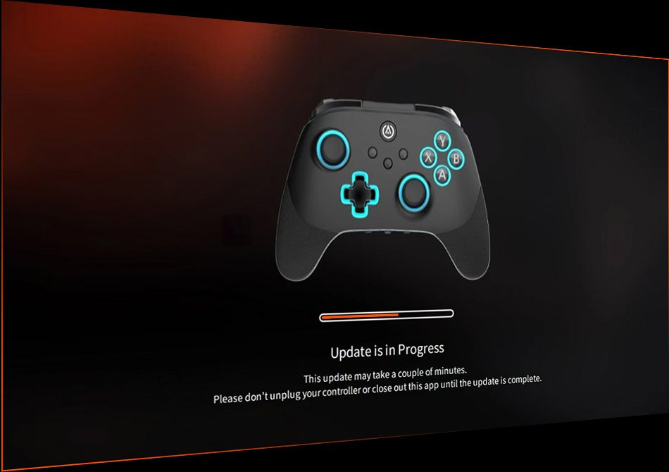 App screen showing Firmware Update in progress
